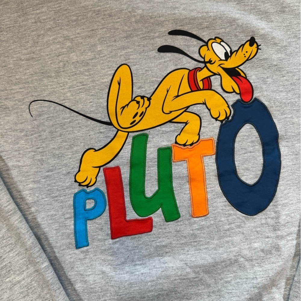 Walt Disney World Gray Pluto Embroided Graphic Crewneck Sweatshirt - Picture 2 of 7
